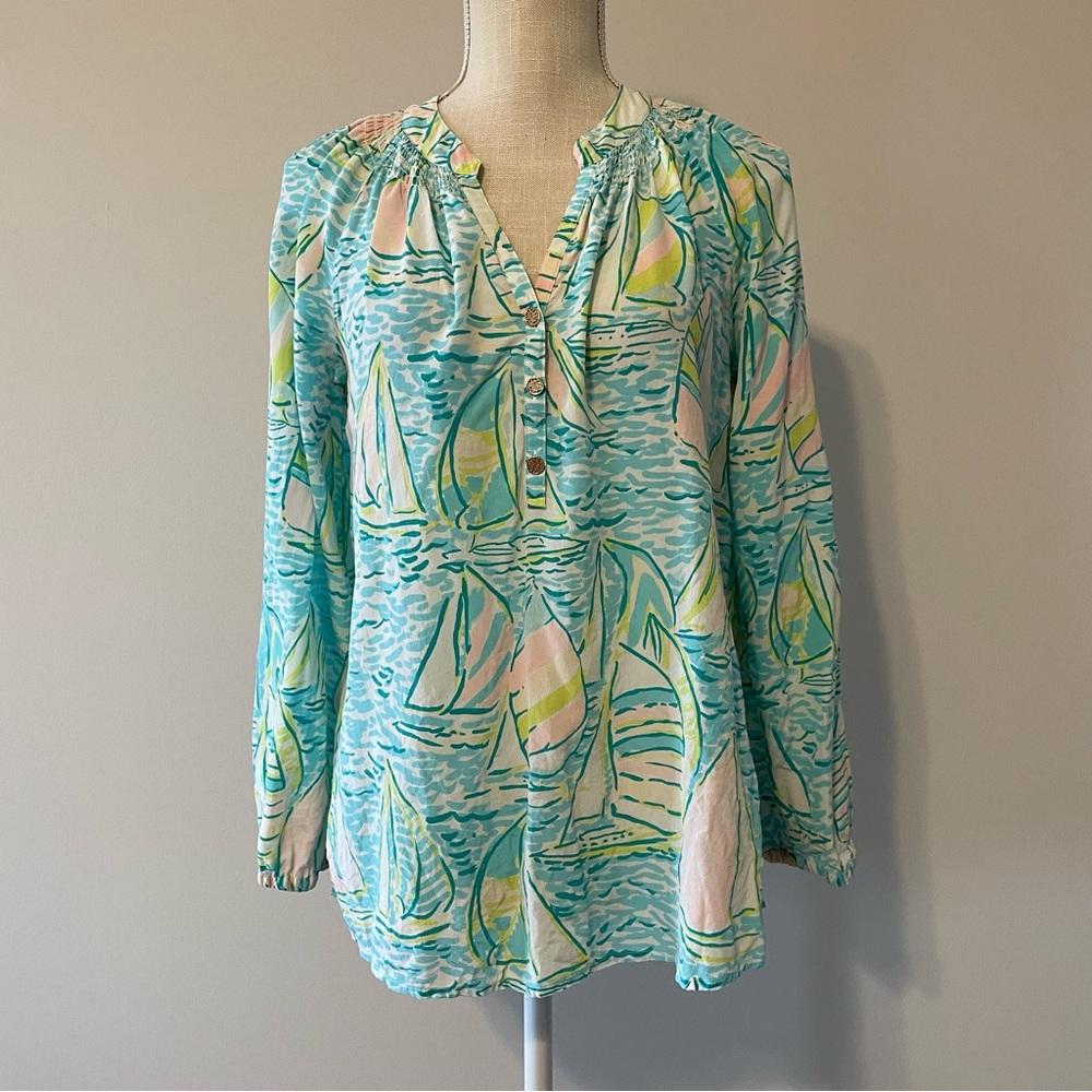 Lilly Pulitzer Multicolor Sailboat Print Blouse